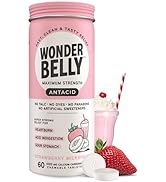 Wonderbelly Maximum Strength Antacid Chewable Tablets, 1000mg Calcium Carbonate, Instant Heartbur...