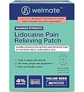 WELMATE | 4% Lidocaine Numbing Patch | Maximum Strength | for Aches, Pains, Back, Neck, Shoulder,...